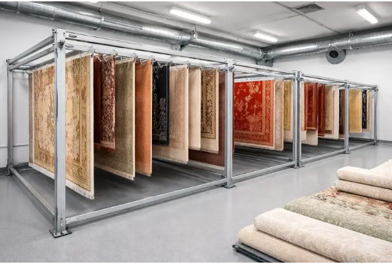 Halıların profesyonel askı sisteminde kurutulması ve kontrolü